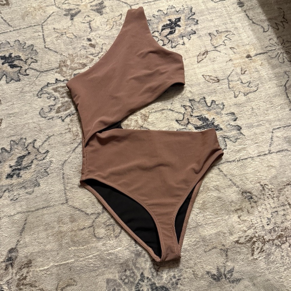 Beach Riot Brown One-Shoulder One Piece